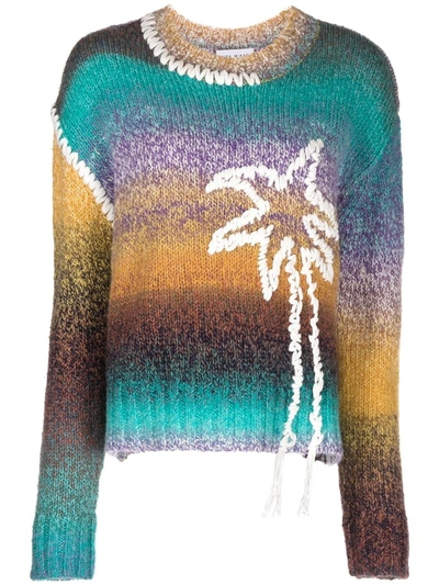 Mira Mikati Palm Tree-embroidered Gradient Jumper In Multicolour