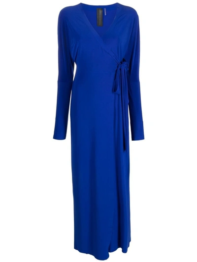 Norma Kamali Split Long Dress In Blue