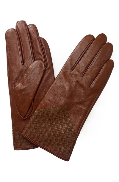 Marcus Adler Woven Leather Gloves In Cognac