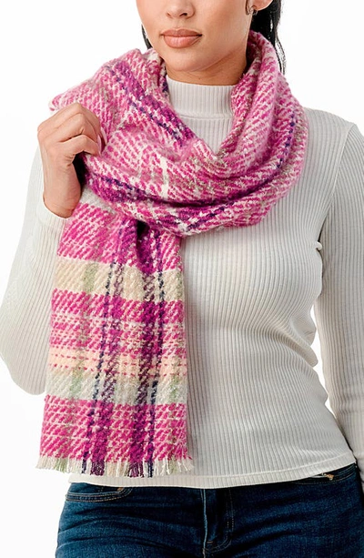 Marcus Adler Plaid Scarf In Bright Pink