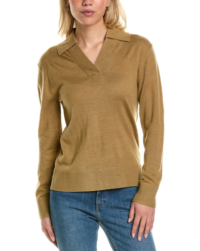 Mt By Madeleine Thompson Polo Collar Wool-blend Sweater In Brown