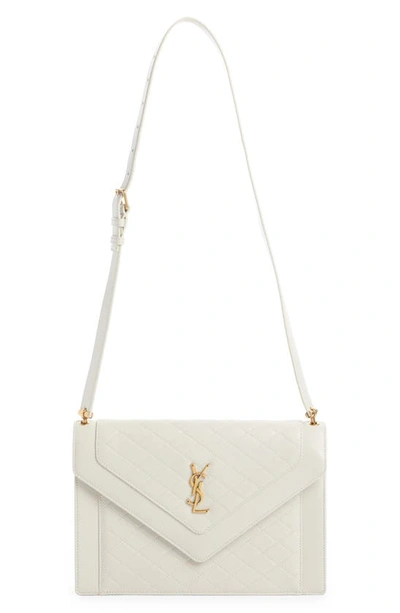 Saint Laurent Gaby Quilted Leather Shoulder Bag In White