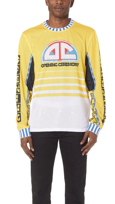 Opening Ceremony Moto Mesh Pullover In Flash Yellow