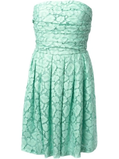 Moschino Cheap & Chic Lace Strapless Dress In Green