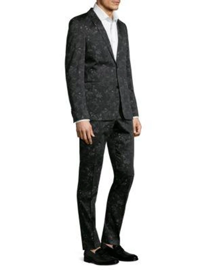 Strellson Cale Madden Slim-fit Floral Suit In Charcoal