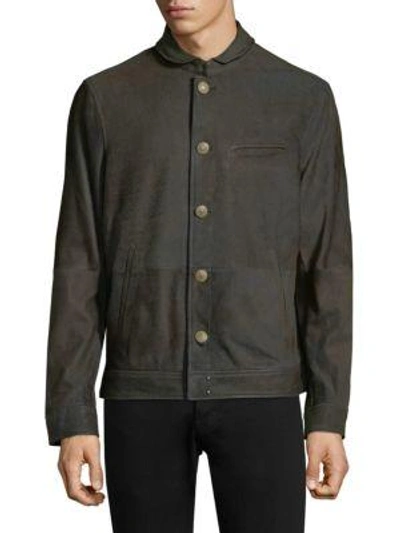 John Varvatos Classic Slim-fit Leather Jacket In Dark Ghurka