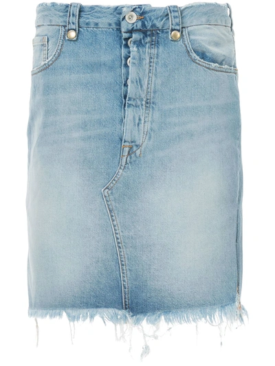 Ben Taverniti Unravel Project Frayed Denim Skirt In Blue