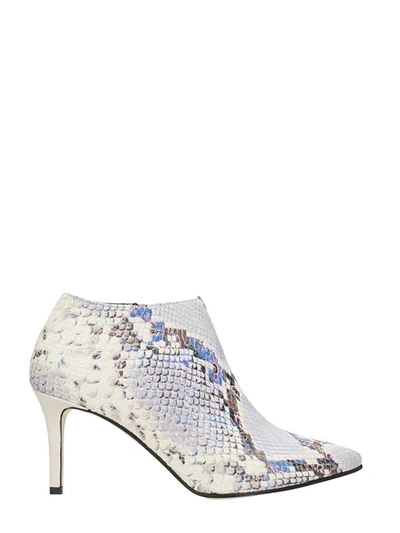 Marc Ellis Python Stone Calf Leather Ankle Boots In Grey
