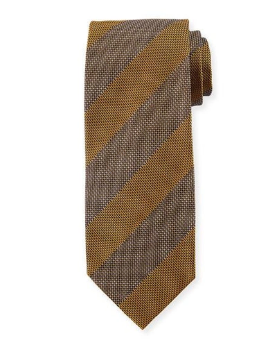 Tom Ford Wide Textured Stripe Silk Tie In Gold