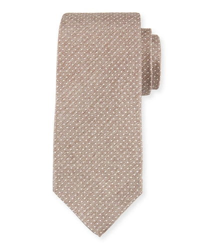 Isaia Dot Textured Silk Tie In Light Brown