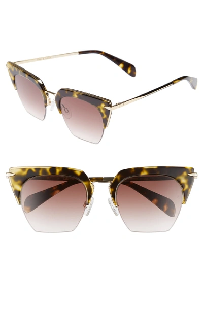 Rag & Bone Acetate & Metal Cat-eye Mirrored Sunglasses In Havana Gold