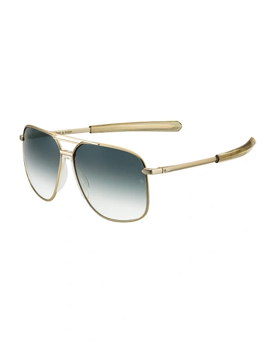 Rag & Bone Metal & Acetate Rounded Aviator-style Sunglasses In Gold