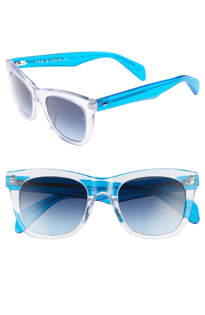 Rag & Bone 50mm Square Cat Eye Sunglasses - Crystal Blue