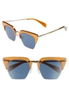 Rag & Bone Acetate & Metal Cat-eye Mirrored Sunglasses In Orange/ Gold