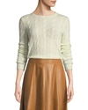 Ralph Lauren Crewneck Cashmere Cable-knit Sweater In Cream