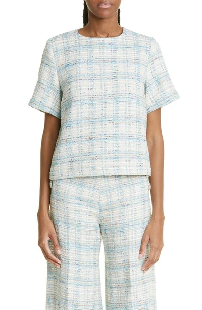 Lisa Marie Fernandez Checked Cotton-blend Tweed Top In Blue