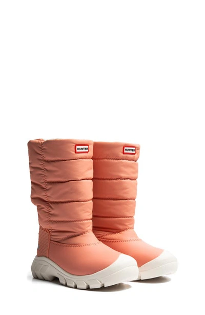 Hunter Kids' Intrepid Tall Waterproof Snow Boot In Rough Pink/ White Willow