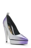 Tom Ford Ombre Leather Platform Pumps In Silver