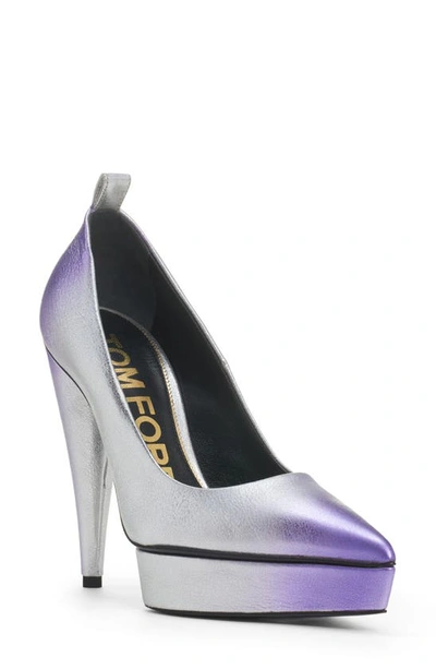 Tom Ford Ombre Leather Platform Pumps In Purple