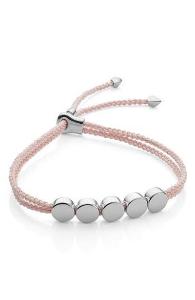 Monica Vinader Linear Bead Friendship Bracelet In Ballet Pink/ Silver