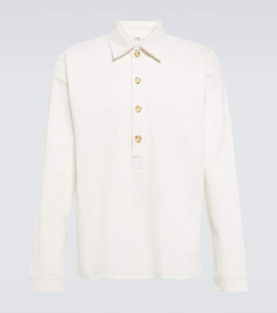 Commas Half-button Cotton-ramie Blend Shirt In White