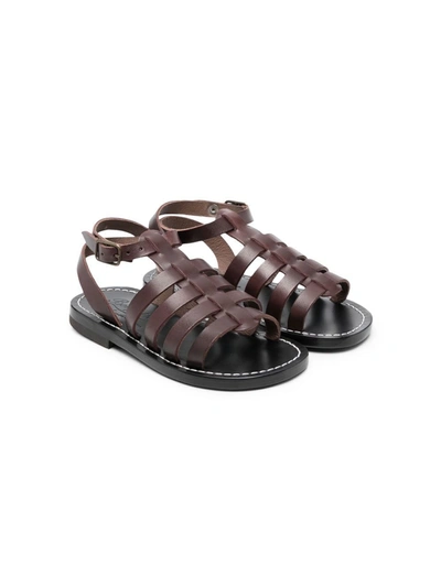 Bonpoint Kids' Open-toe Buckle-fastening Sandals In Brown