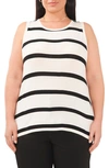 Halogen Back Keyhole Tank In Ivory/ Black Stripe