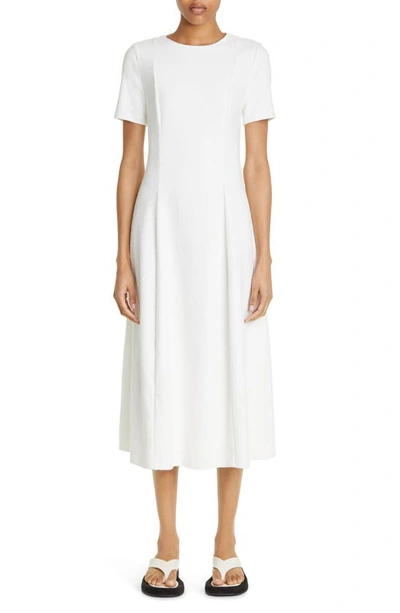 Loulou Studio A-line Cotton Blend Bouclé Midi Dress In White