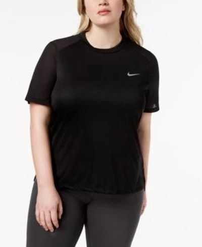 Nike Plus Size Dry Miler Running Top In Black