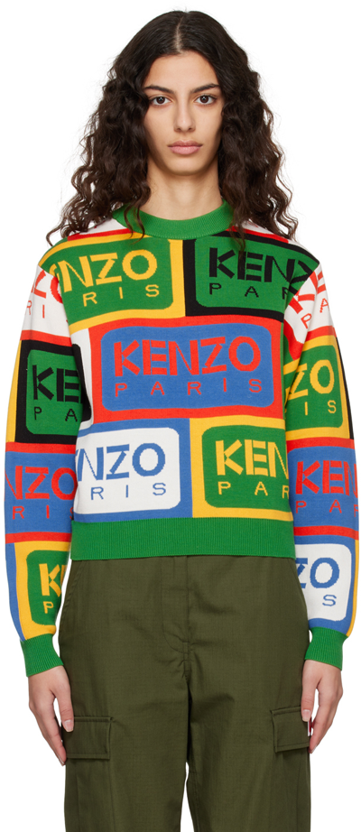 Kenzo Logo-intarsia Jumper In Multicolor Cotton