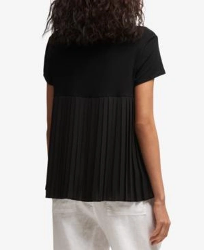 Dkny Pleated-back T-shirt, Created For Macy's In Black