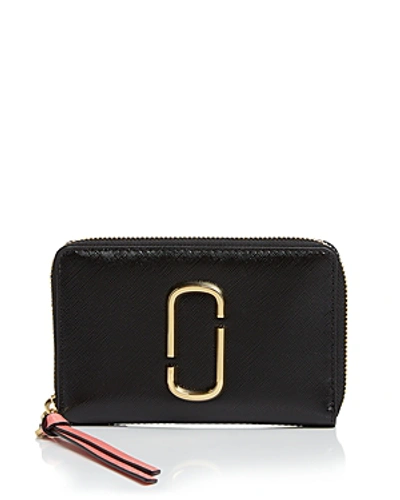 Marc Jacobs Snapshot Standard Small Leather Wallet In Black/rose/gold