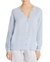 Hanro Sleep & Lounge Woven Viscose Long Sleeve Top In Clean Blue