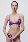 Jonathan Simkhai Harlen Printed Bikini Top In Cobalt Watercolor