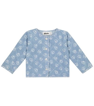 Molo Baby Heaven Quilted Cotton Jacket In Love Peace Blue