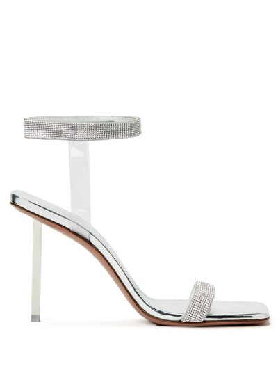 Amina Muaddi Rih 110mm Crystal-embellished Sandals In Silver