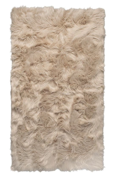 Luxe Hudson Faux Fur Rectangular Rug In Taupe