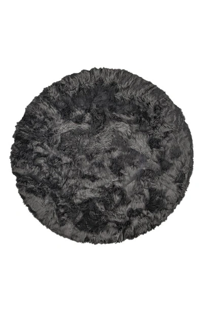 Luxe Arlington Circular Faux Fur Rug In Grey