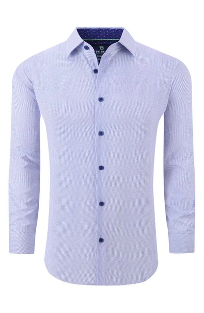 Tom Baine Regular Fit Performance Stretch Long Sleeve Button Front Shirt In Blue Dot
