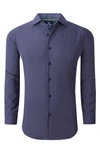 Tom Baine Regular Fit Performance Stretch Long Sleeve Button Front Shirt In Navy Geo