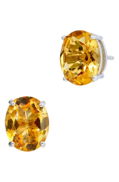 Savvy Cie Jewels Sterling Silver Gemstone Stud Earrings In Orange