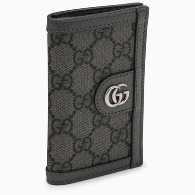 Gucci Grey/black Card Holder In Gg Supreme