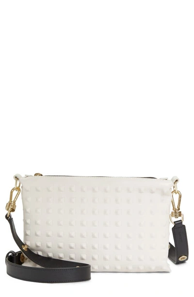 Allsaints Eve Stud Leather Crossbody Bag In Salt Lake Whit