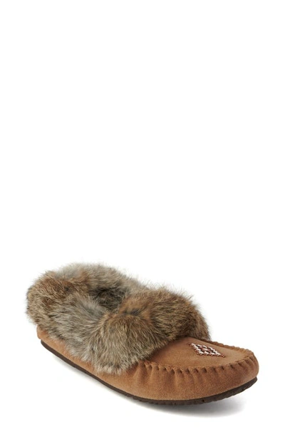 Manitobah Street Faux Fur Trimmed Moccasin Slipper In Oak