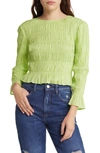 Frame Ruched Crop Top In Bright Lime