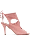 Aquazzura Sexy Thing Cutout Suede Sandals In Baby Pink