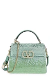 Valentino Garavani Mini Vsling Handbag With Rhinestones Woman Aquamarine Uni