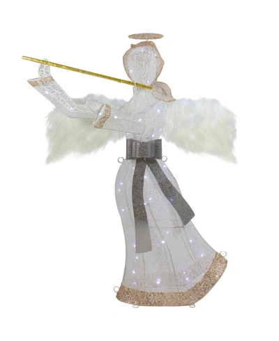Northlight Led Lighted Lace Angel With Flute Outdoor Christmas Decoration, 36" In White