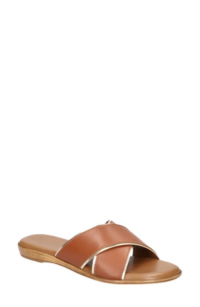 Bella Vita Tab-italy Womens Leather Open Toe Slide Sandals In Whiskey Leather