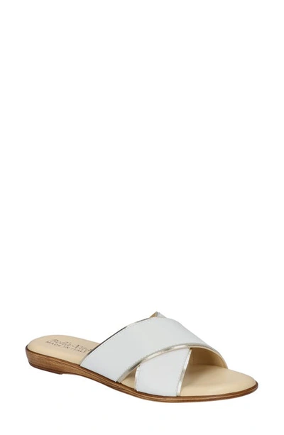 Bella Vita Tab-italy Womens Leather Open Toe Slide Sandals In White